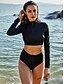 cheap Tankini-Women&#039;s Swimwear Tankini Plus Size Swimsuit Zipper Black Bathing Suits / Padded Bras