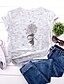 billige T-shirts-Dame T skjorte Blomstret Tegneserie Blomsternål i krystall Trykt mønster Rund hals Grunnleggende Topper 100 % bomull Hvit Gul Rosa