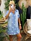 cheap Casual Dresses-Women&#039;s Denim Dress Short Mini Dress Blue Light Blue Short Sleeve Star Print Summer V Neck Hot Casual Loose 2021 S M L XL XXL 3XL