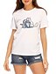 baratos T-shirts-Mulheres Camiseta Estampas Abstratas Decote Redondo Blusas Solto 100% Algodão Branco