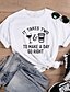 billige T-shirts-Dame T-shirt Grafisk Tekst Grafiske tryk Trykt mønster Rund hals Basale Toppe 100 % bomuld Hvid Sort Lysegrå