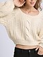 cheap Sweaters &amp; Cardigans-Women&#039;s Solid Colored Pullover Long Sleeve Sweater Cardigans Crew Neck Round Neck Fall Beige