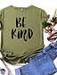 cheap T-Shirts-Women&#039;s T shirt Tee White Yellow Light Green Print Graphic Letter Daily Weekend Short Sleeve Round Neck Basic 100% Cotton Regular Be kind S