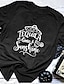 abordables T-shirts-Mujer Camiseta Gráfico Texto Estampados Estampado Escote Redondo Básico Tops 100% Algodón Blanco Negro Morado