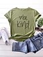 abordables T-shirts-Mujer Camiseta Se amable Gráfico Texto Letra Escote Redondo Estampado Básico Tops 100% Algodón Rosa Vino Verde Ejército