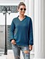 abordables Sweaters &amp; Cardigans-Femme Pullover Couleur Pleine Manches Longues Pull Cardigans Hiver Col en V Bleu Kaki