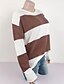 cheap Sweaters &amp; Cardigans-Women&#039;s Color Block Pullover Long Sleeve Sweater Cardigans Round Neck Black Brown