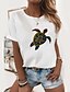 billige T-shirts-Dame T-shirt Sommerfugl Split Kat Sort Sommerfugl Grafiske tryk Daglig Kortærmet Rund hals 100 % bomuld Tynd S