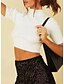 abordables Nuevo en Tops-Mujer Blusa Camisa Un Color Escote Redondo Tops Algodón Top básico Blanco Negro Morado