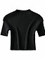preiswerte Neu in Tops-Damen Bluse Hemd Solide Rundhalsausschnitt Oberteile Baumwolle Basic Top Weiß Schwarz Purpur