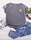 preiswerte T-shirts-Damen T Shirt Silber Schwarz Weiß Bedruckt Tier Täglich Wochenende Kurzarm Rundhalsausschnitt Basic 100% Baumwolle Standard S