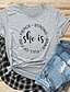 economico T-shirts-Per donna maglietta Pop art Testo Stampe astratte Con stampe Rotonda Essenziale Top 100% cotone Bianco Nero