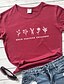 baratos T-shirts-Mulheres Camiseta Gráfico Texto Estampas Abstratas Estampado Decote Redondo Blusas 100% Algodão Básico Camisetas Básicas Branco Preto Vermelho