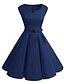 cheap Boho Dresses-Women&#039;s Swing Dress Knee Length Dress Blue Black Red Sleeveless Solid Color Zipper Spring Summer V Neck Hot Vintage Holiday 2021 S M L XL XXL