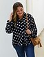 cheap Plus Size Tops-Women&#039;s Shirt Blouse Black Polka Dot Print Long Sleeve Daily Basic V Neck Loose Fit Plus Size Fall Winter
