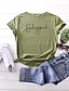 cheap T-Shirts-Women&#039;s T shirt Tee Burgundy Tee 100% Cotton Graphic Letter White Yellow Light Green Print Short Sleeve Daily Weekend Basic Round Neck Blessed Regular Fit