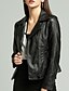 cheap Jackets-Women&#039;s Faux Leather Jacket Daily Regular Coat Regular Fit Jacket Long Sleeve Black Brown