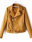 cheap Jackets-Women&#039;s Solid Colored Spring &amp;  Fall Faux Leather Jacket Short Daily Long Sleeve PU Coat Tops White