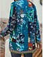 cheap Coats &amp; Trench Coats-Women&#039;s Coat Geometric Floral Ethnic Style Fall Spring Coat Regular Coat Daily Long Sleeve Jacket Blue / Holiday / Work