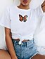 preiswerte T-shirts-Damen T-Shirt Schmetterling Grafik-Drucke Druck Rundhalsausschnitt Grundlegend Oberteile 100% Baumwolle Weiß Gelb Rosa