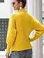 baratos Sweaters &amp; Cardigans-Mulheres Pulôver Sólido Manga Longa Casacos de malha Inverno Gola Alta Amarelo Branco Vermelho