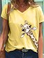 abordables T-shirts-Mujer Animal Casual Diario Fin de semana Manga Corta Camiseta Escote en Pico Básico Tops Verde Trébol Azul Piscina Blanco 2 S / Verano / Impresión 3D
