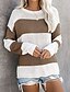 baratos Sweaters &amp; Cardigans-Mulheres Estampa Colorida Pulôver Manga Longa Casacos de malha Decote Redondo Preto Marron