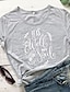 billige T-shirts-Dame T-shirt Grafisk Tekst Grafiske tryk Trykt mønster Rund hals Basale Toppe 100 % bomuld Sort Lilla Rød