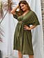 cheap Plus Size Dresses-Women&#039;s Swing Dress Knee Length Dress Black Blushing Pink Army Green Half Sleeve Solid Color Spring Summer V Neck Casual 2021 XL XXL 3XL 4XL / Plus Size