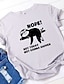 economico T-shirts-Per donna maglietta Pop art Testo Alfabetico Con stampe Rotonda Essenziale Top 100% cotone Bianco Giallo Rosa