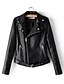 cheap Jackets-Women&#039;s Solid Colored Spring &amp;  Fall Faux Leather Jacket Short Daily Long Sleeve PU Coat Tops White