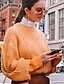 economico Sweaters &amp; Cardigans-Per donna Tinta unita Maglione Manica lunga Maglioni cardigan Girocollo Rotonda Arancione