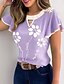 cheap T-Shirts-Women&#039;s T-shirt Floral Graphic Prints Flower Print Round Neck Tops Basic Basic Top Purple Blushing Pink Gray