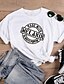 baratos T-shirts-Mulheres Camiseta Gráfico Texto Estampas Abstratas Estampado Decote Redondo Básico Blusas 100% Algodão Branco Preto Roxo