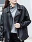 cheap Jackets-Women&#039;s Solid Colored Spring &amp;  Fall Notch lapel collar Faux Leather Jacket Regular Daily Long Sleeve PU Coat Tops White