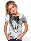 baratos Camisetas &amp; Blusas Para Meninas-Infantil Para Meninas Camisa Camiseta Manga Curta Geométrica Estampado Cinzento Crianças Blusas Básico Férias