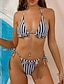 cheap Tankini-Women&#039;s Swimwear Bikini Tankini Normal Swimsuit Tassel Fringe Print Striped White Bathing Suits Sexy
