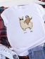 economico T-shirts-Per donna maglietta Animali Con stampe Rotonda Essenziale Top 100% cotone Bianco Nero Giallo