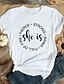 billige T-shirts-Dame T skjorte Grafisk Tekst Grafiske trykk Trykt mønster Rund hals Grunnleggende Topper 100 % bomull Hvit Svart