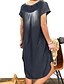 billige Knelange kjoler-Dame Denimkjoler Knelang kjole Blå Svart Lyseblå Kortermet Annen Sommer V-hals Fritid Løstsittende 2021 S M L XL XXL 3XL