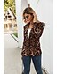 billige Blazere til damer-Lysebrun / Brun Leopard Normal Polyester Menn Dress - Skjortekrage