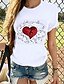 cheap T-Shirts-Women&#039;s T shirt Heart Graphic Prints Round Neck Tops 100% Cotton Basic Top Panda White