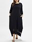 cheap Plus Size Dresses-Women&#039;s Plus Size Solid Colored A Line Dress Round Neck Long Sleeve Casual Fall Summer Maxi long Dress Dress