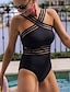 cheap One-Pieces-Women&#039;s One Piece Swimsuit Tummy Control Black Swimwear Bathing Suits