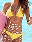 cheap Tankini-Women&#039;s Swimwear Bikini Swimwear 2 Piece Swimsuit Solid Color Lace Blue White Black Pink Yellow Halter Neck Bathing Suits / Padded Bras