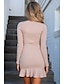 cheap Bodycon Dresses-Women&#039;s Sweater Jumper Dress Short Mini Dress Blushing Pink Long Sleeve Ruffle Fall Winter Round Neck Sexy 2021 S M L XL