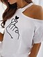 baratos T-shirts-Mulheres Fé Camiseta Letra Nadador Blusas Solto Camisetas Básicas Branco Preto