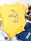 baratos T-shirts-Mulheres Camiseta Gráfico Texto Fruta Estampado Decote Redondo Básico Blusas 100% Algodão Branco Preto Amarelo