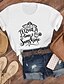 preiswerte T-shirts-Damen T-Shirt Grafik Text Grafik-Drucke Druck Rundhalsausschnitt Grundlegend Oberteile 100% Baumwolle Weiß Schwarz Purpur