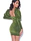 abordables Robes moulantes-Femme Robe Fourreau Robe courte courte Vert Manches Longues Paillettes Automne Hiver Coeur Sexy Gigot / Ballon Mince 2021 S M L XL